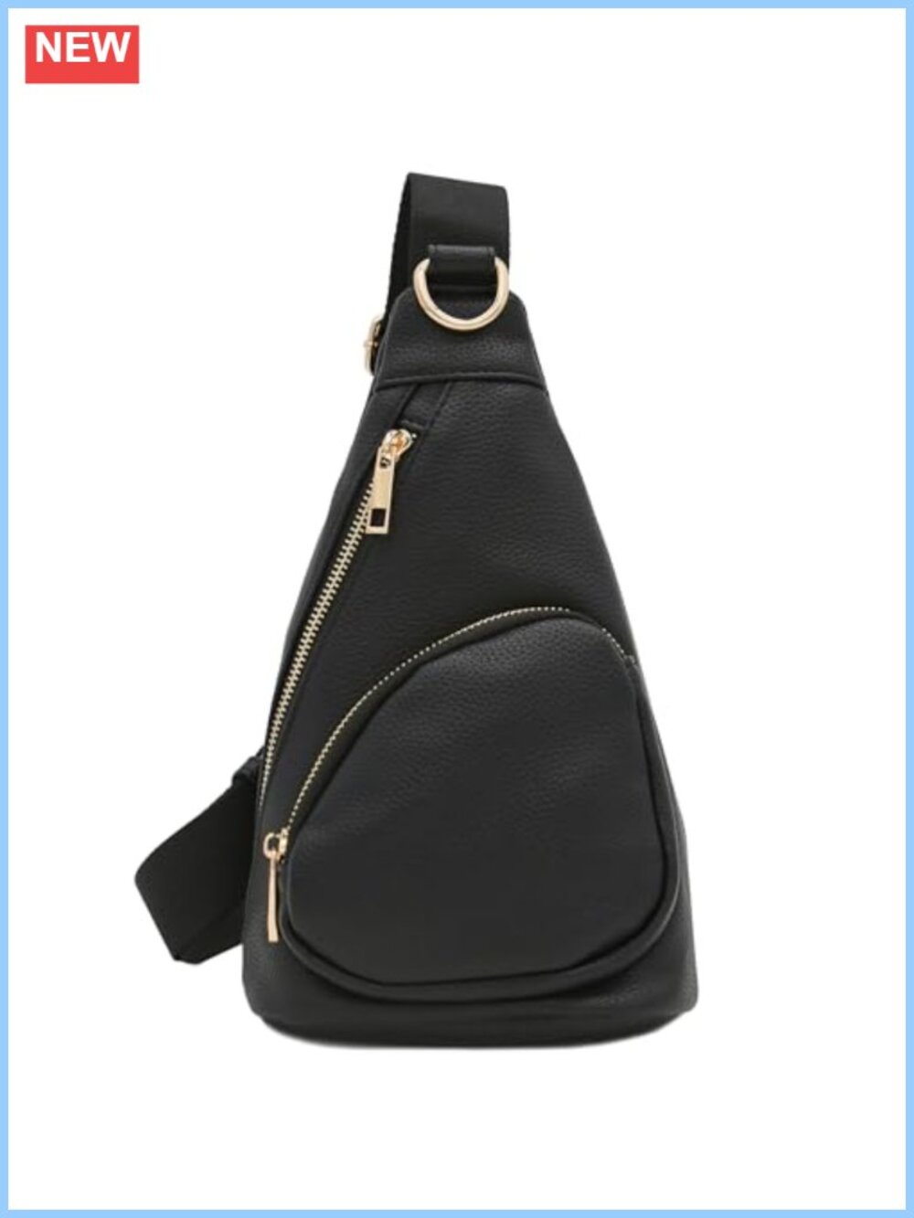 Faux Leather Sling Crossbody Bag Triangular Adjustable Strap